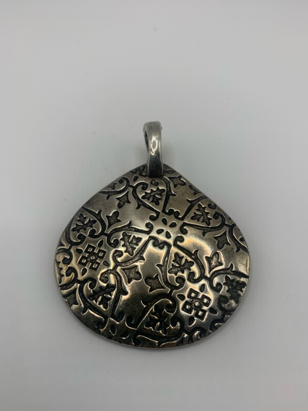 Large Gorgeous Silver Embossed Pendant